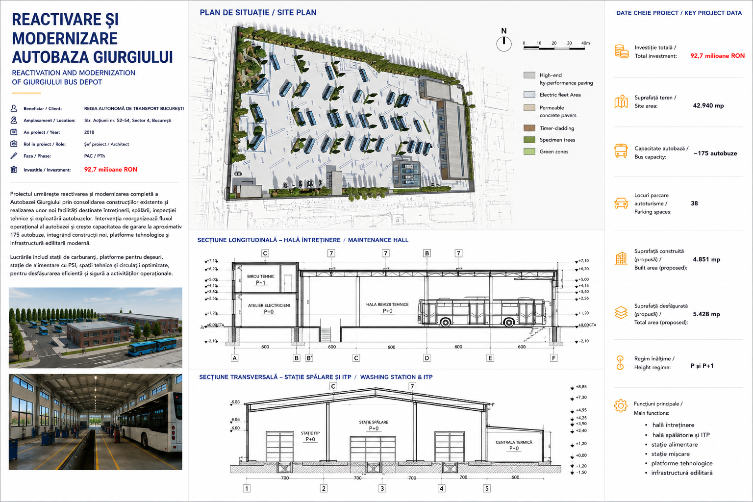 Prezentare de portofoliu pentru proiectul de reactivare și modernizare a Autobazei Giurgiului