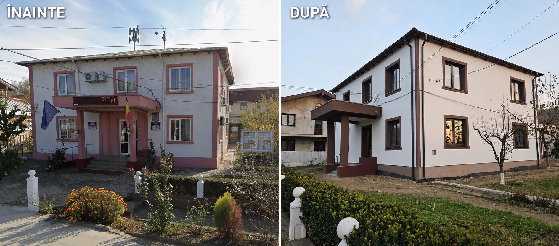 Primăria Rediu înainte și după reabilitarea energetică