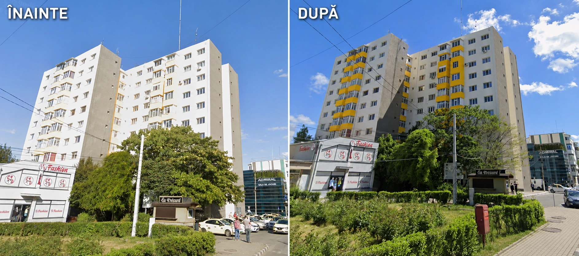 Blocul B1 Turn Giurgiu înainte și după reabilitarea energetică